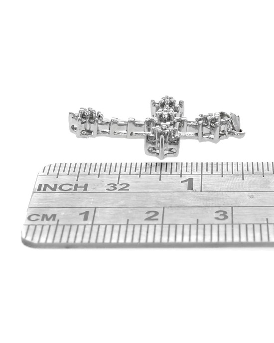 Round and Baguette Diamond Cross Pendant